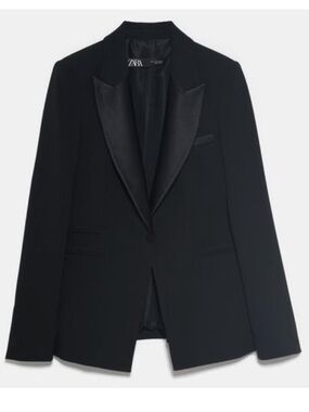 Zara Tuxedo Blazer Size Small Satin Lapels